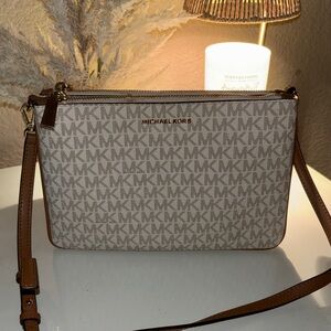 Michael Kors Signature Brown and Cream Crossbody Bag